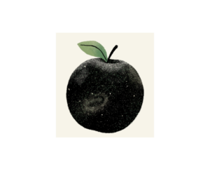 An apple with cosmos